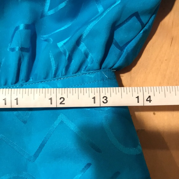 Woman’s Size 6 Vintage 80’s Silk Turquoise Dolman Sleeves Dress - Picture 12 of 12